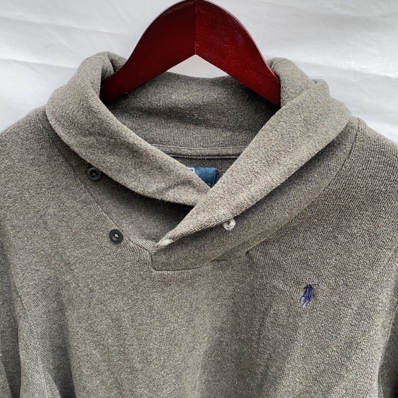 Charcoal gray Men's polo sweater - Picture 3 of 7